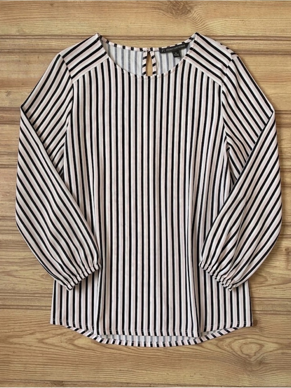 Adrianna Papell Women’s Black & White Striped Blouse Size M